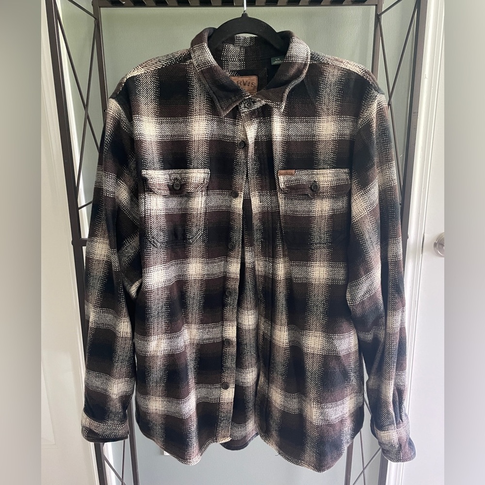 Orvis Men’s Size Large Plaid Flannel Button Down Shirt Jacket - Shacket